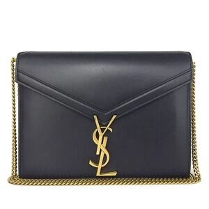 YSL Cassandra Medium Chain Dark Navy Leather Bag